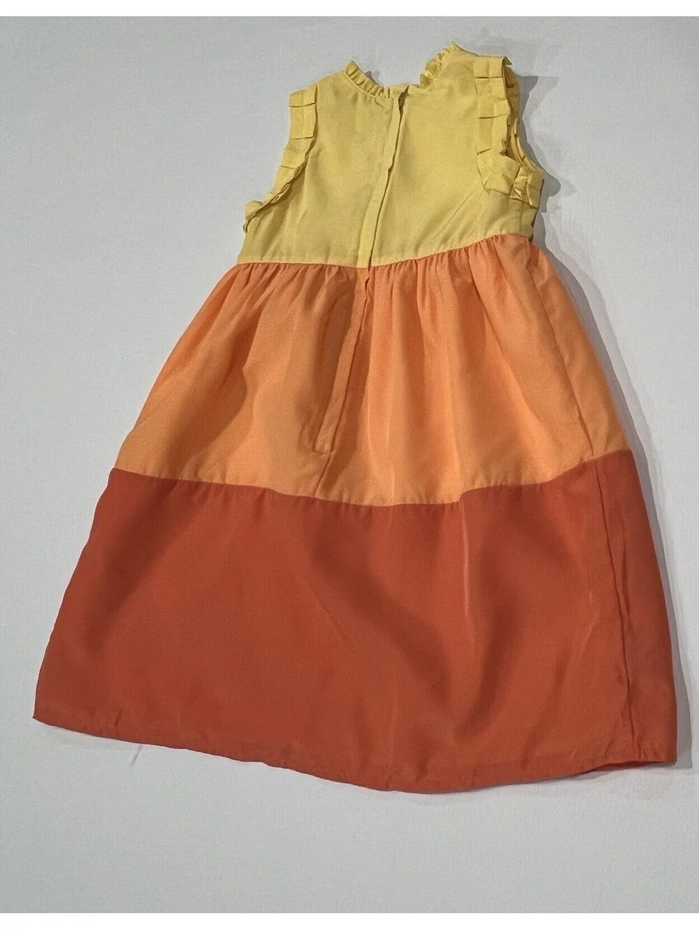 Gymboree Sunny Citrus Orange Yellow Color Block Tiered Lined Dress Size 7